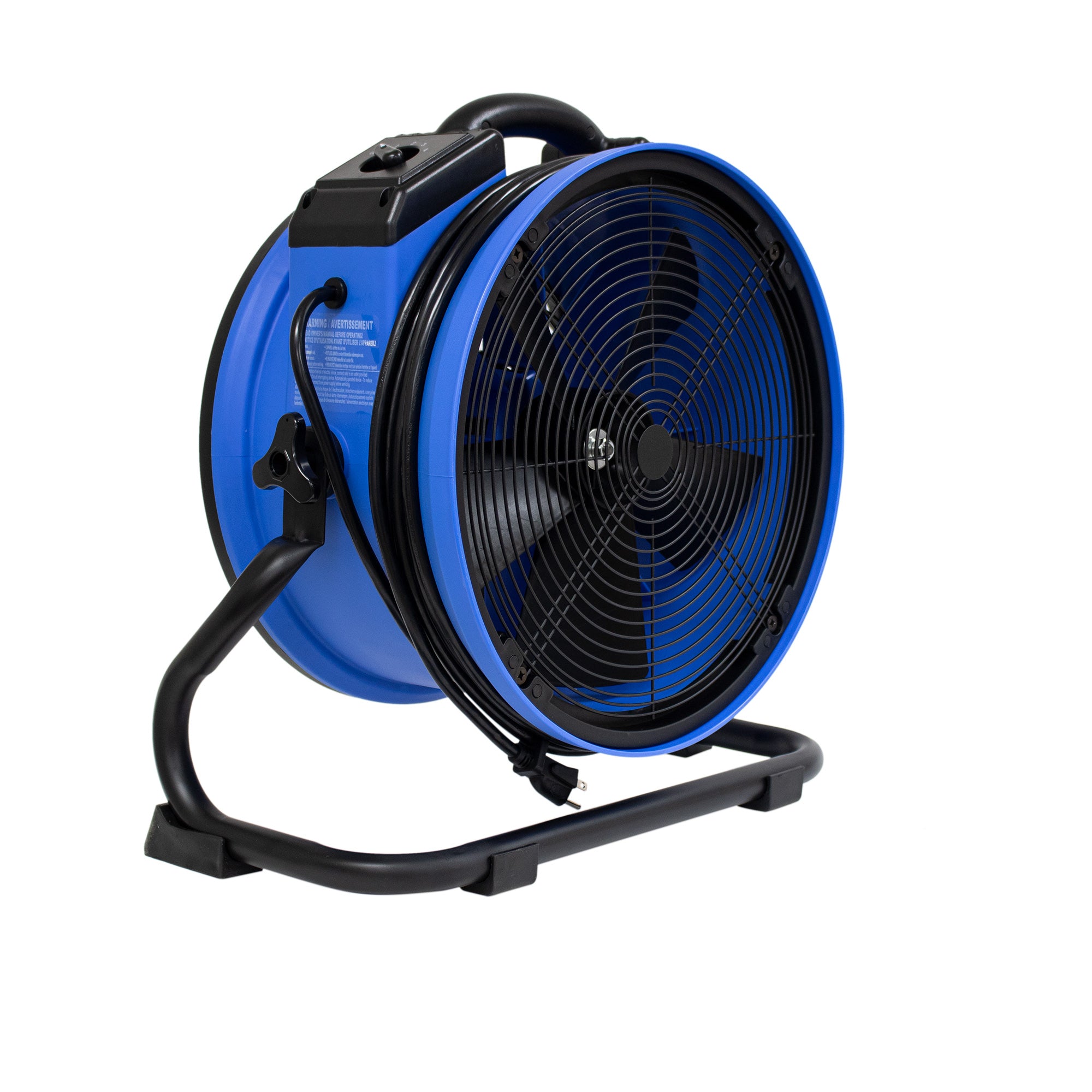 XPOWER P-39AR 1/4 HP 2100 CFM 4 Speed Industrial Axial Air Mover, Blower, Fan with Built-in Power Outlets - Blue