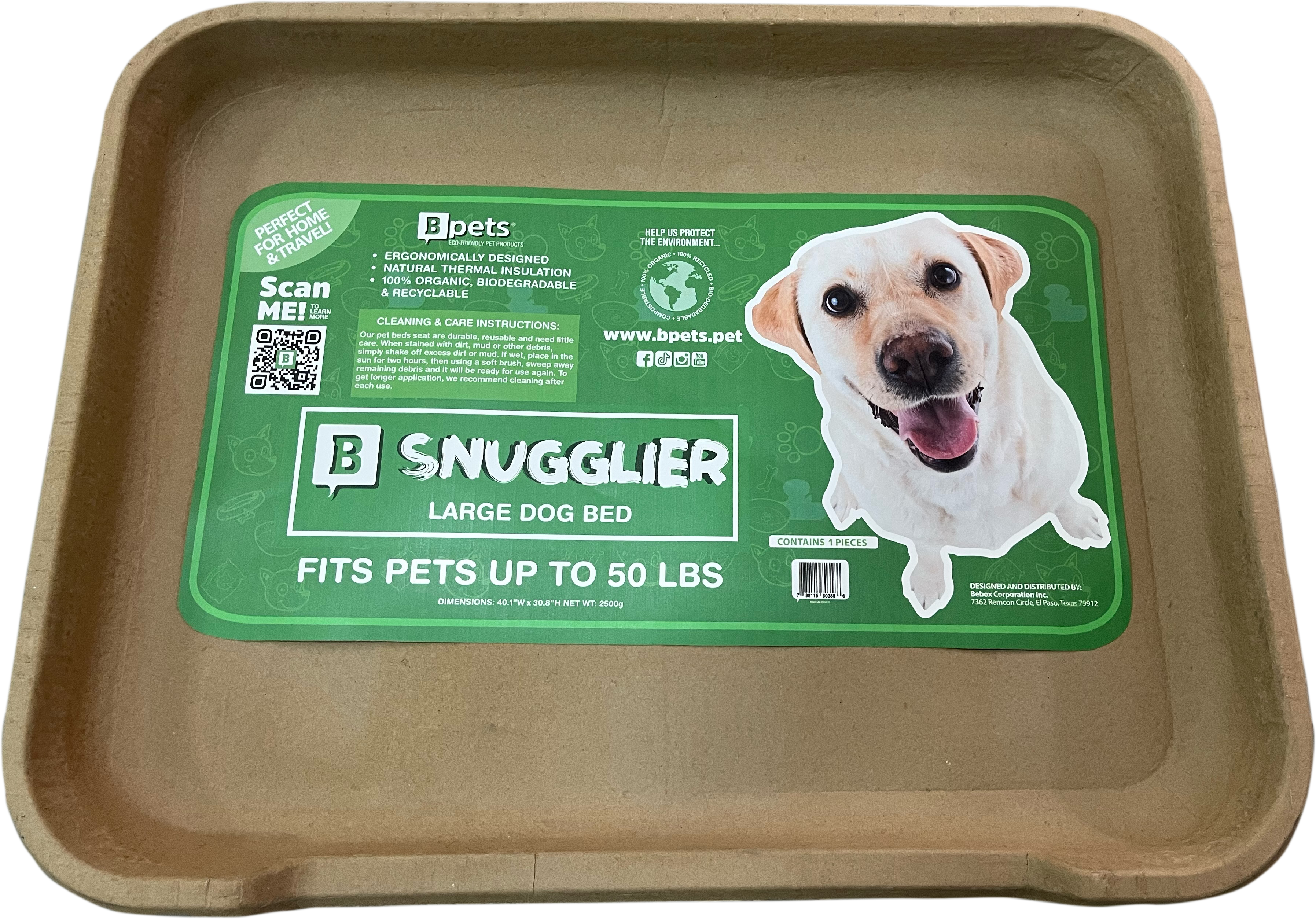 B Snugglier - Large Dog Bed, Biodegradable, Cardboard