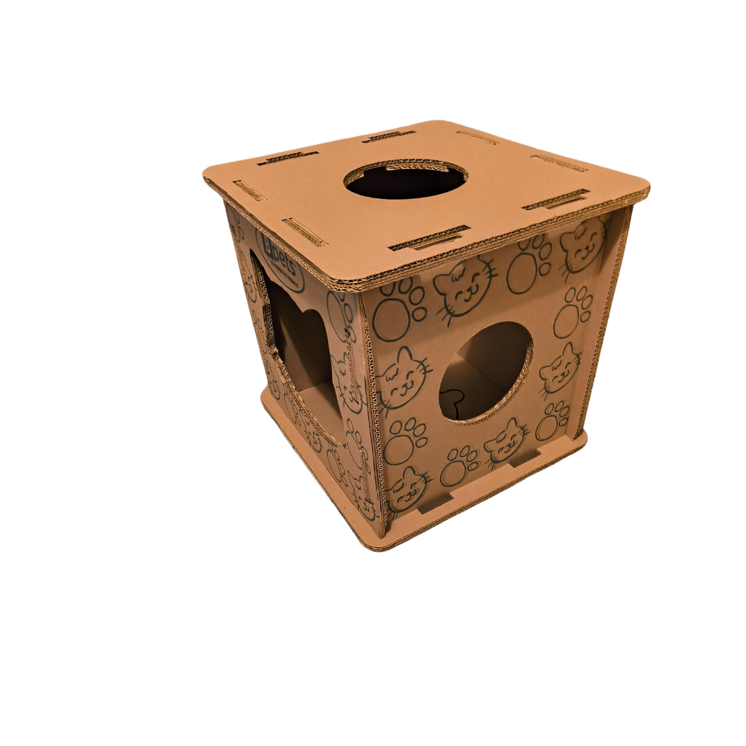 Corrugated Cardboard Cat Play Center, Scratching Box, Indoor Cat House, Cardboard Cat Condo, Cat Climber, Kitten Toy Box, Easy Assembly, Lightweight, Eco-Friendly Cat Furniture