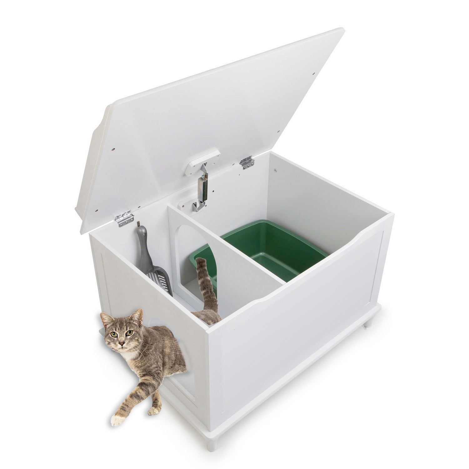 Designer Pet Products Jumbo Catbox Litter Box Enclosure in White