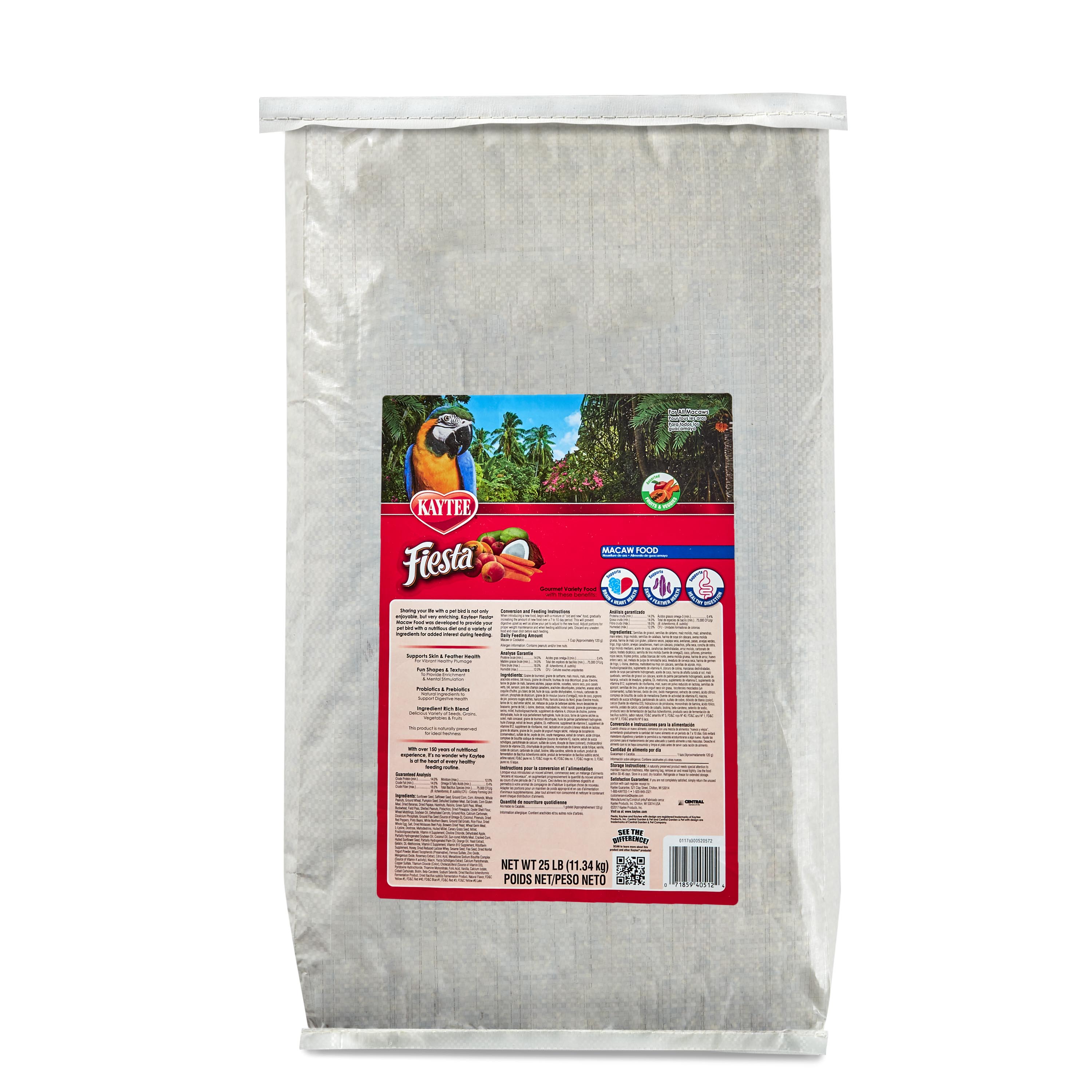 Kaytee Fiesta Macaws Bird Food 25lbs