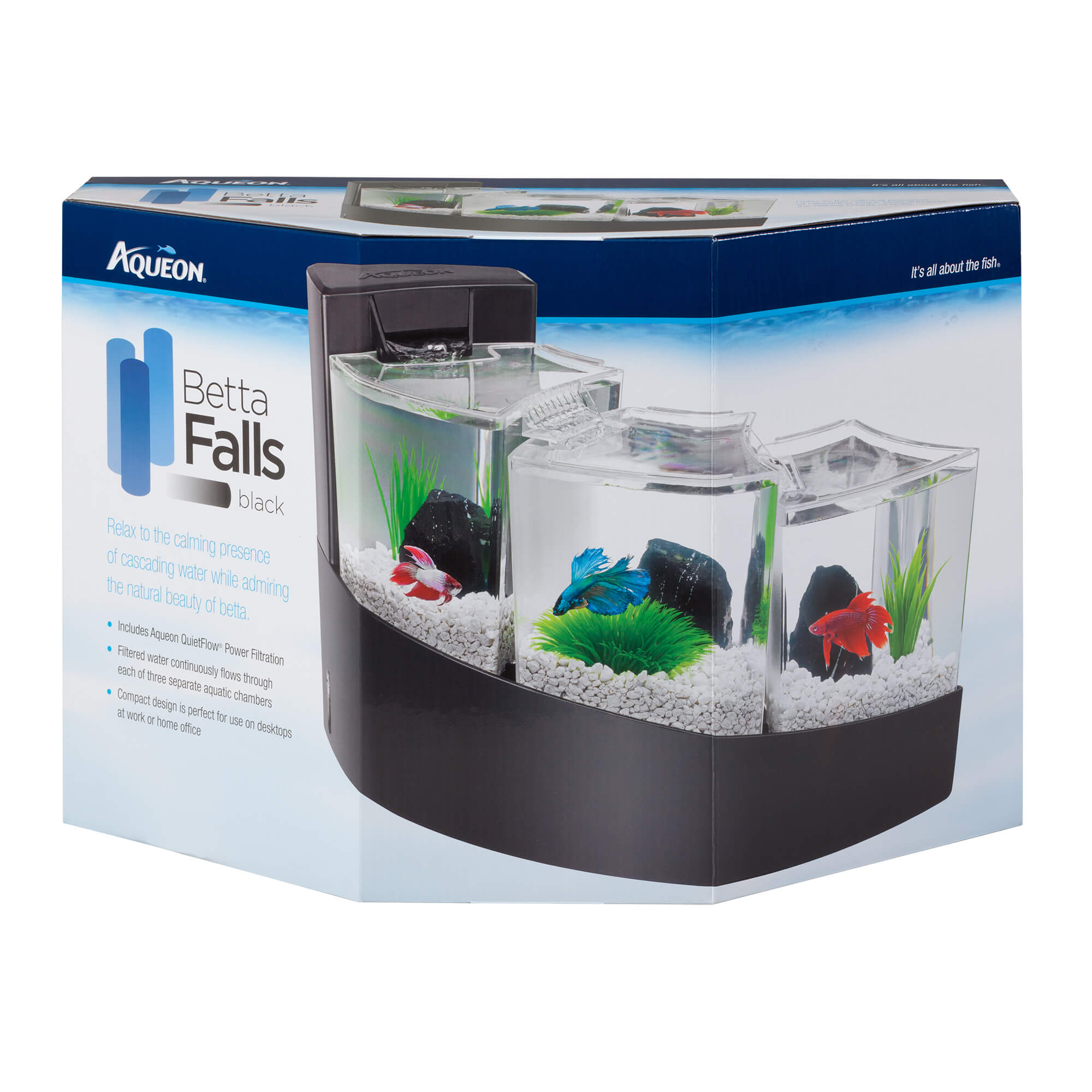 Aqueon Betta Falls Aquarium Kit Black 16.93″ x 10.95″ x 11.42″