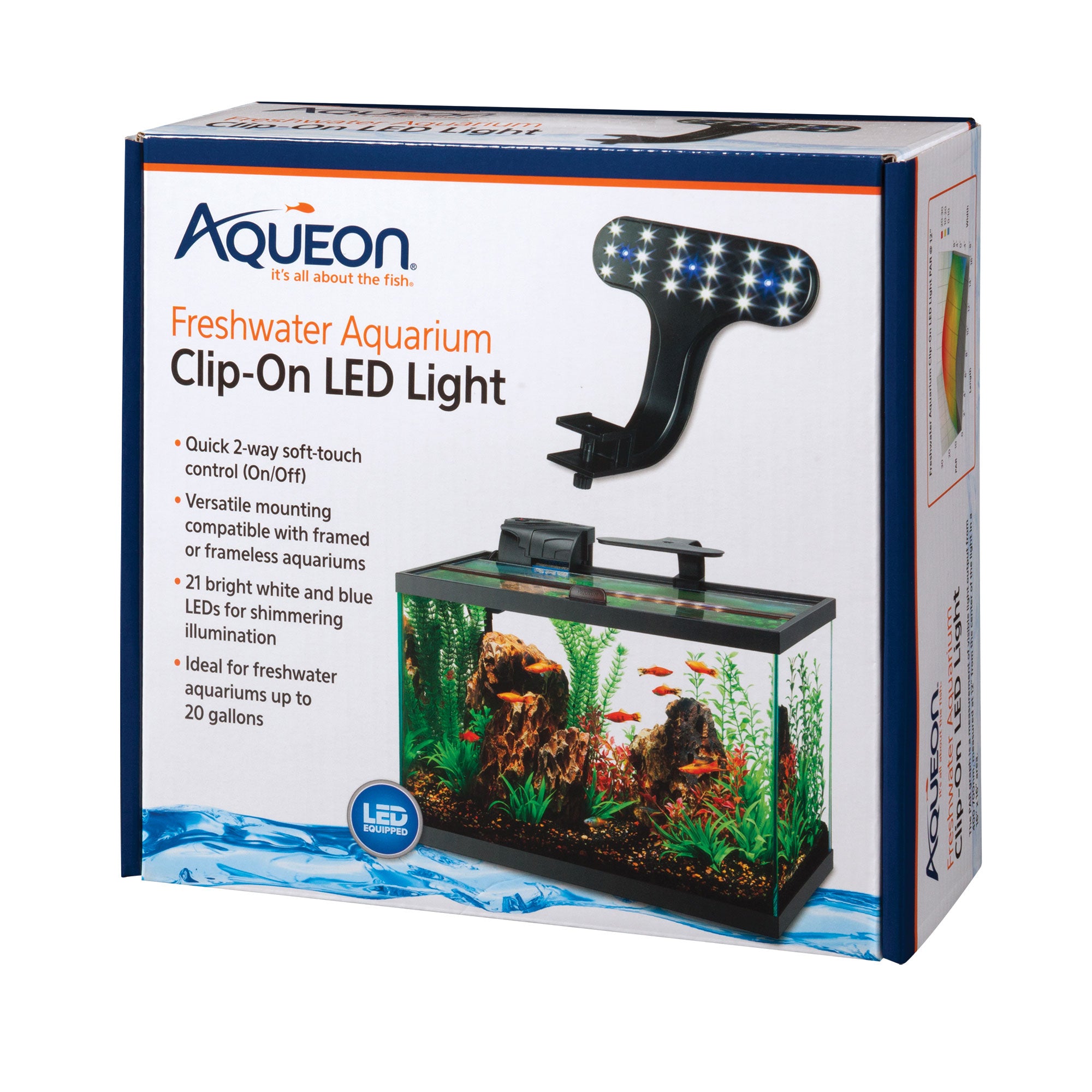 Aqueon Fish Tank Clip-On LED Lights 2 Way Control