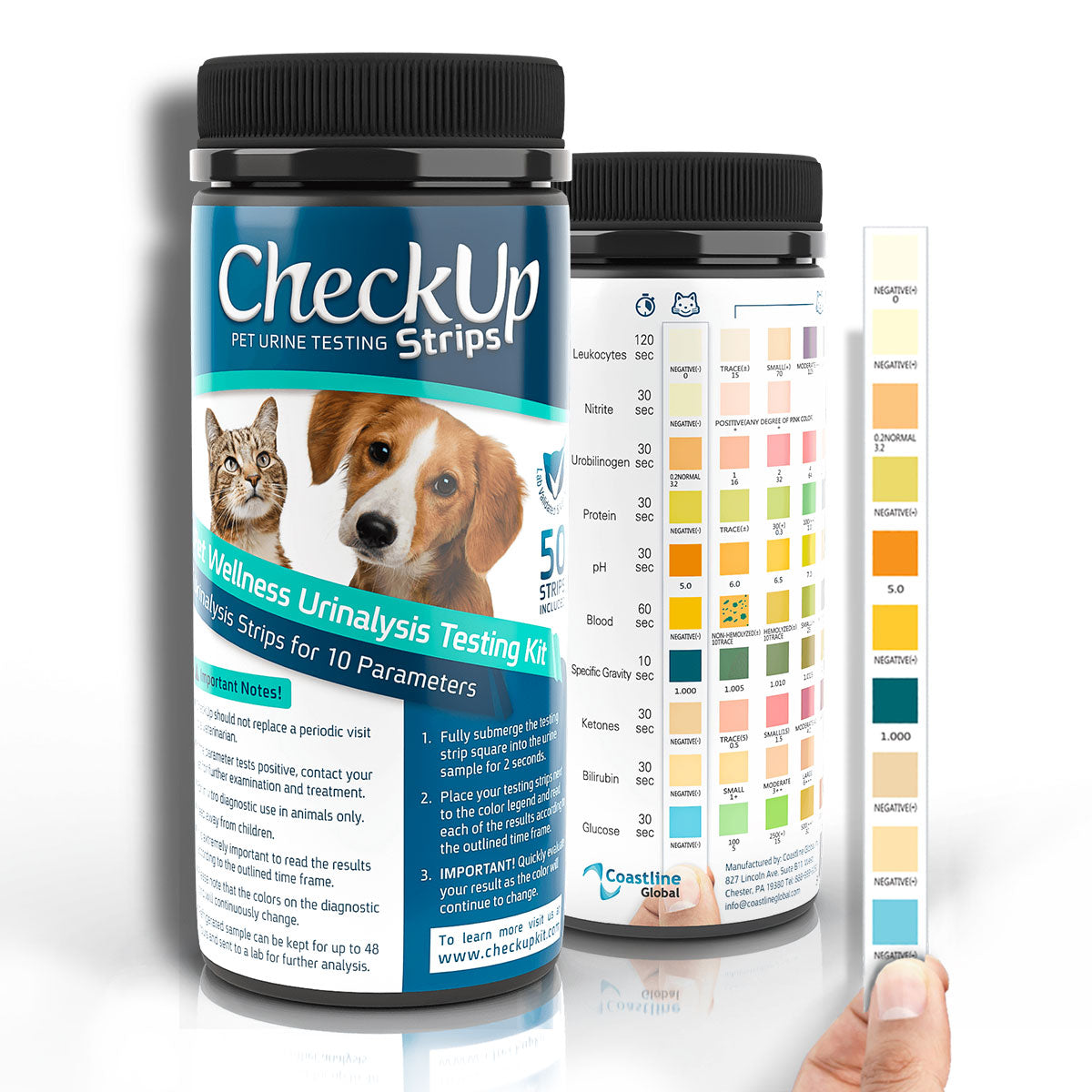 Coastline Global CheckUp 10-in-1 Dog and Cat Urine Testing Strips