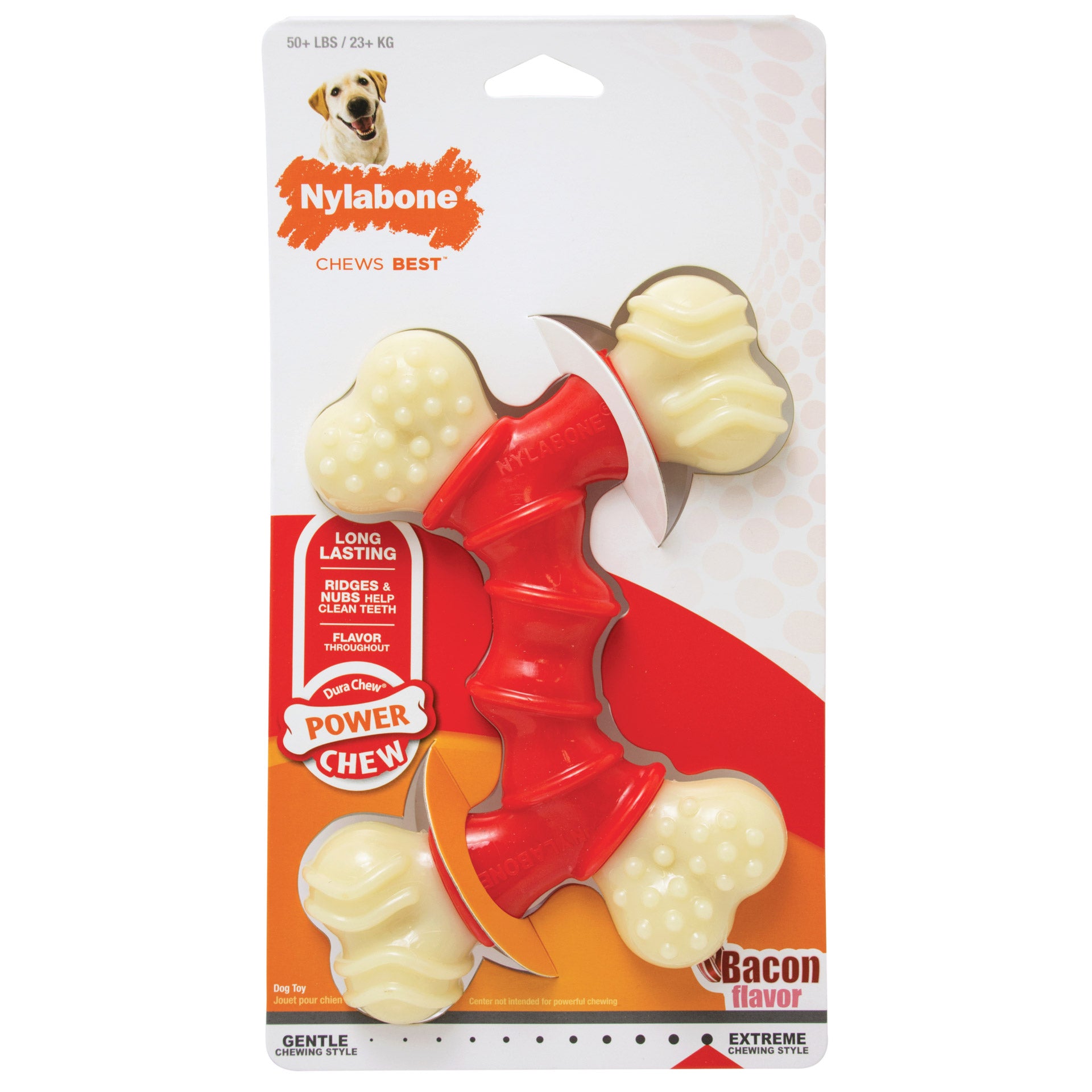 Nylabone Power Chew Double Bone Bacon Chew Toy Souper