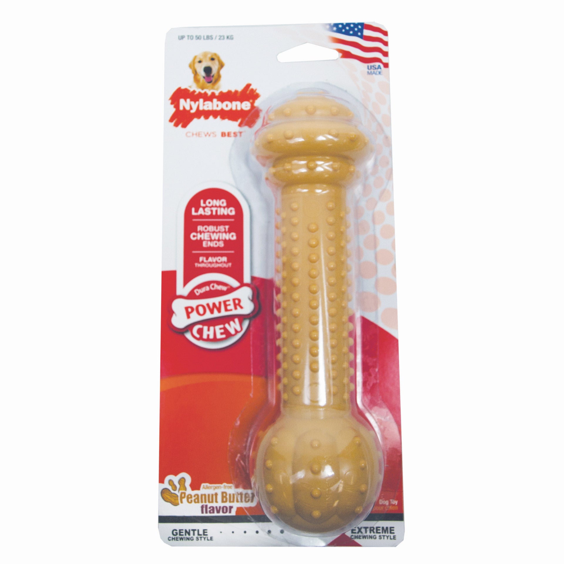 Nylabone Power Chew Barbell Peanut Butter Dog Toy