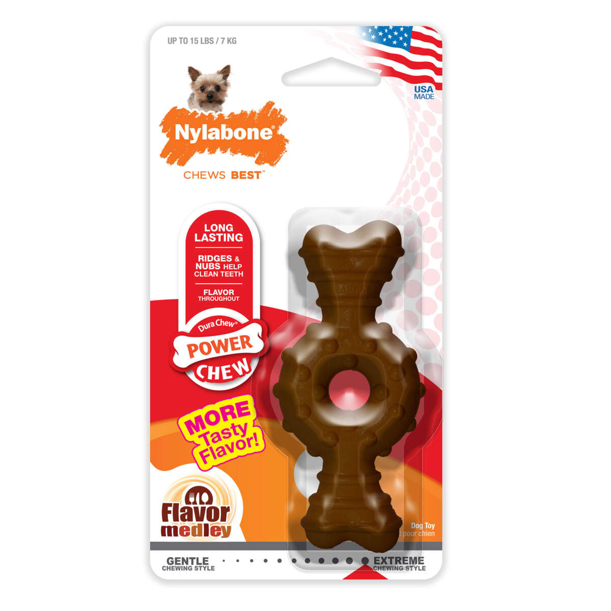 Nylabone Dura Chew Textured Ring Bone Dog Chew Flavor Medley