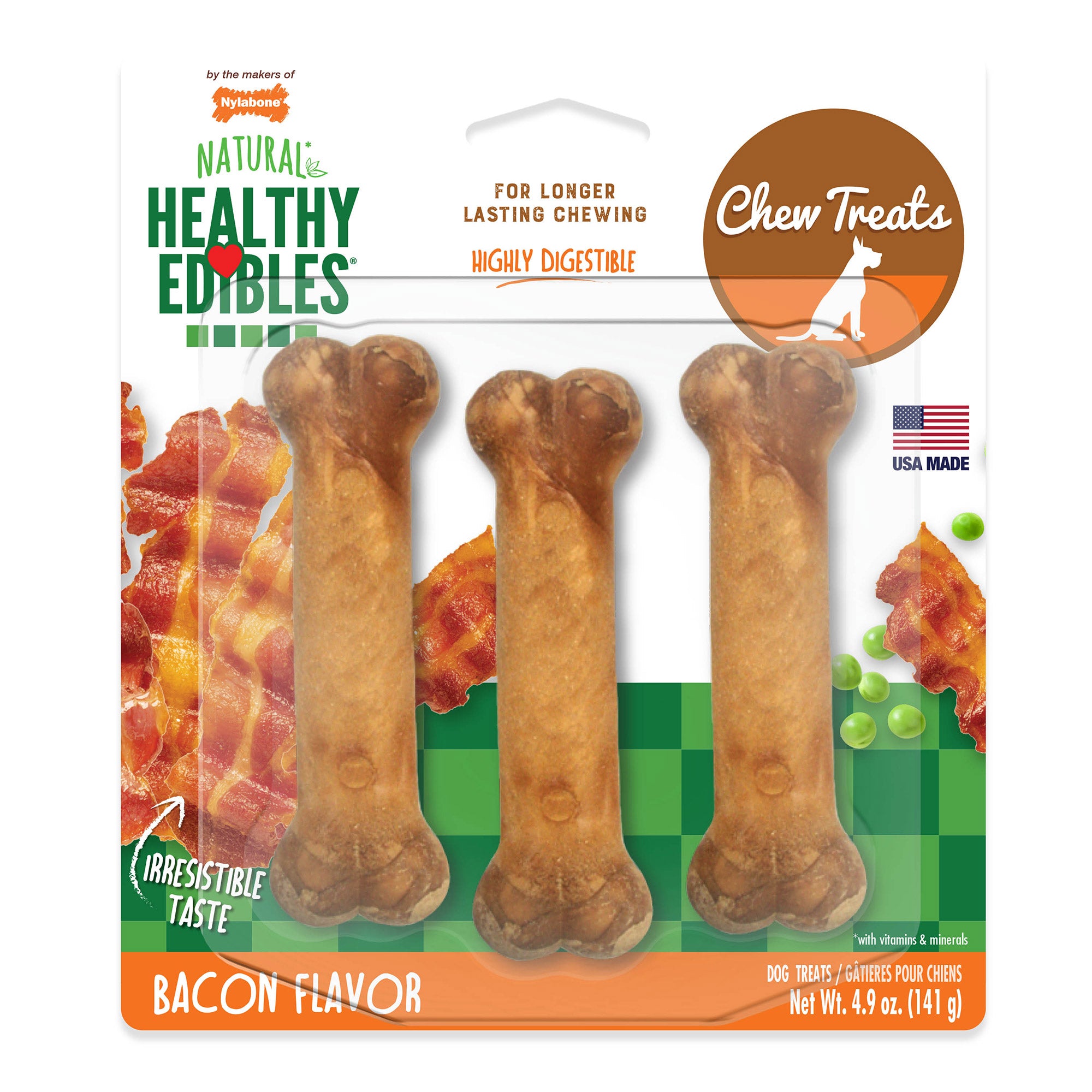 Nylabone Healthy Edibles Longer Lasting Bacon Treats