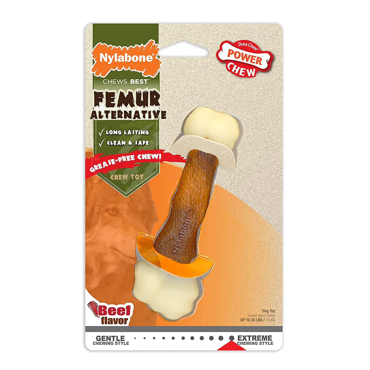 Nylabone Power Chew Femur Alternative Dog Chew Toy Beef