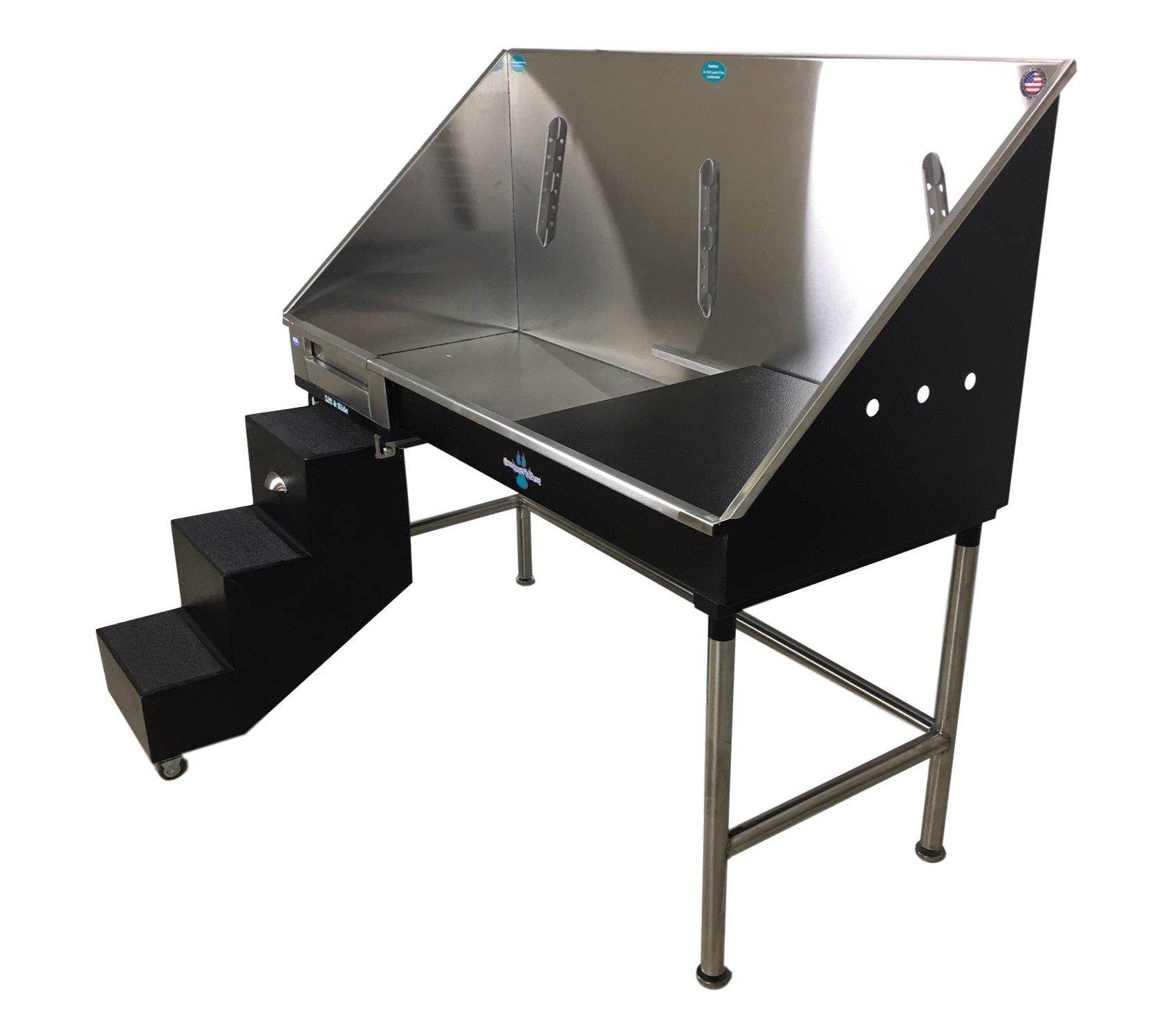 Groomer's Best Stainless Steel ADA Compliant Elite Dog Grooming Bath Tub with Lift & Slide Steps