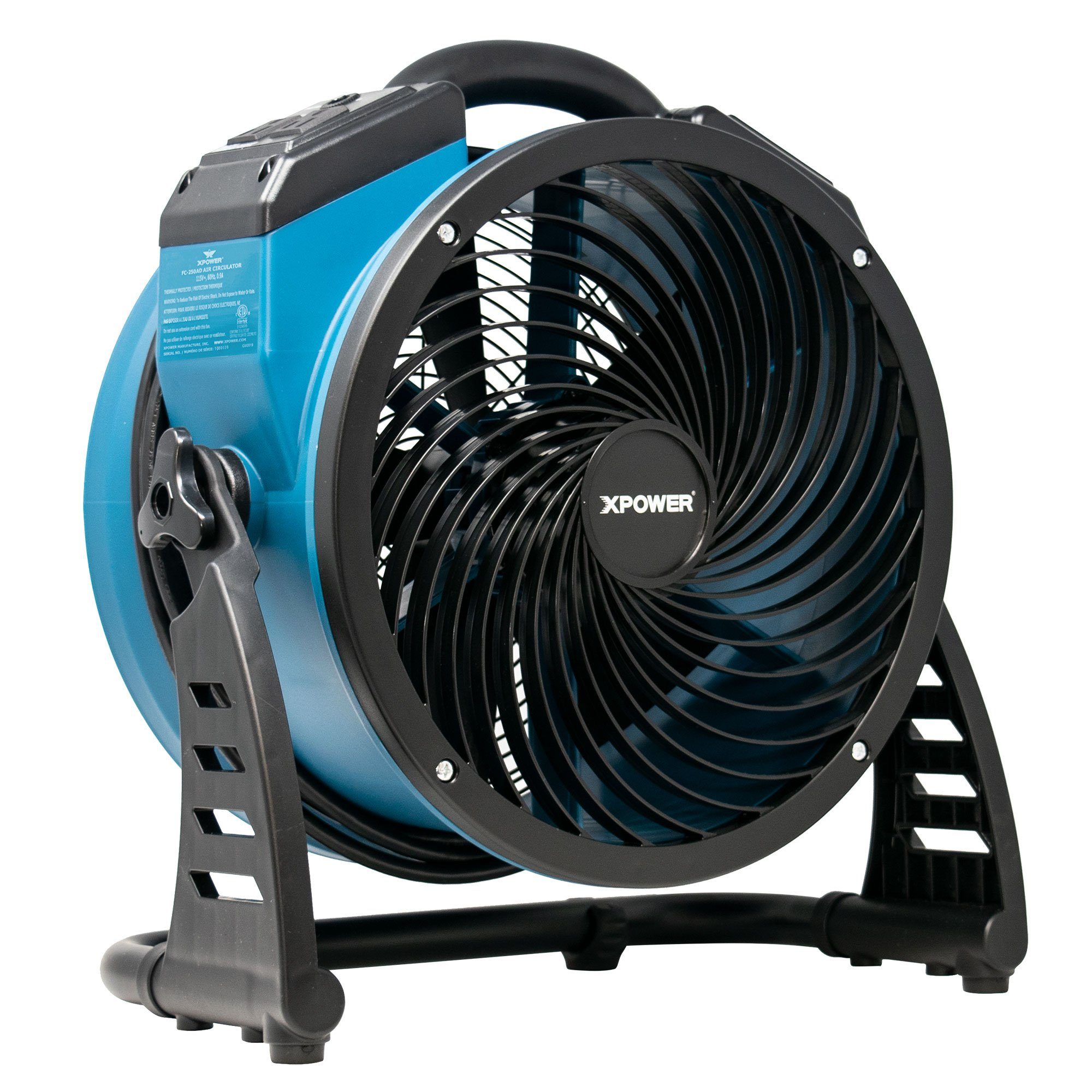 XPOWER FC-250AD Pro 13” Brushless DC Motor Air Circulator Utility Fan with Power Outlets